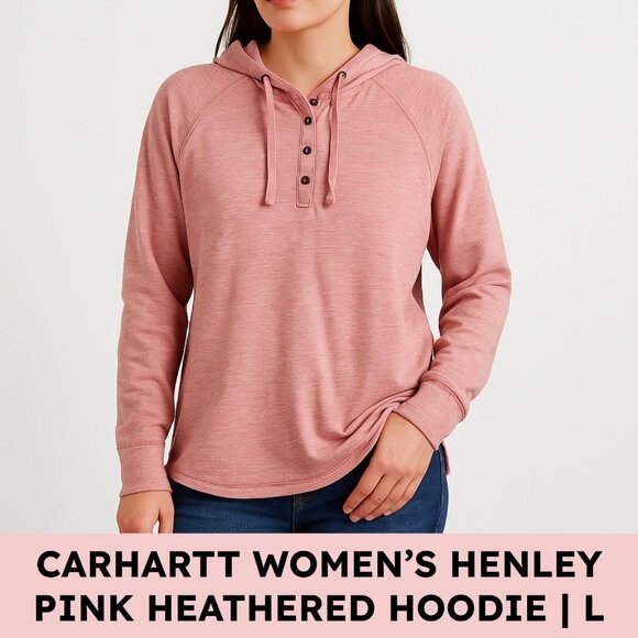 Carhartt Tops - Carhartt Women’s Slub Knit Henley Hoodie Workwearcore Dusty Rose Pink L